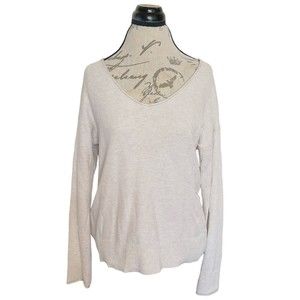 Gap Womens Sweater Roll Neckline Ivory Textured Long sleeved Size Medium Ribbed